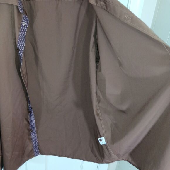 Men's FLEX Brown Long Sleeve Button Down Dress Shirt XL - Picture 10 of 13